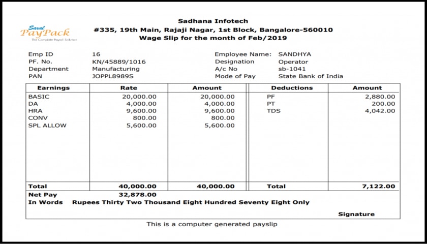 salary slip format